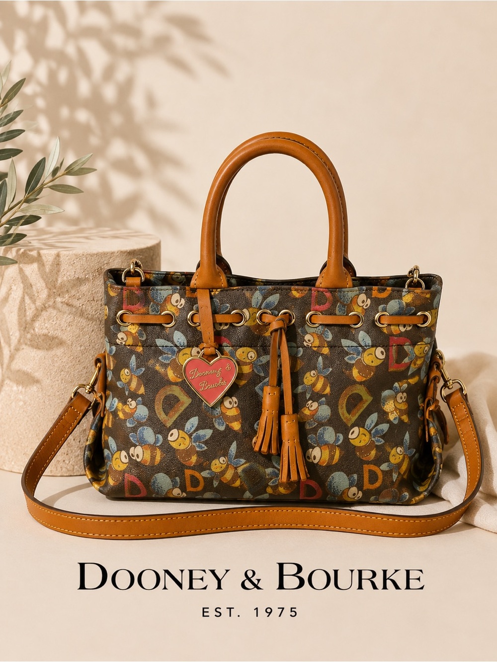 Dooney & Bourke Vintage Bumblebee Print Satchel Bag